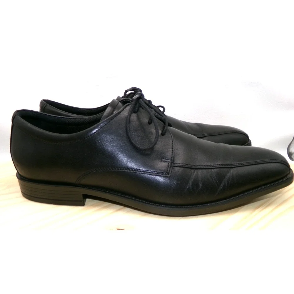 ECCO Edinburgh Oxford Dress Shoes Mens Black Sz 47 US 13 - 13.5 Bike Toe Leather